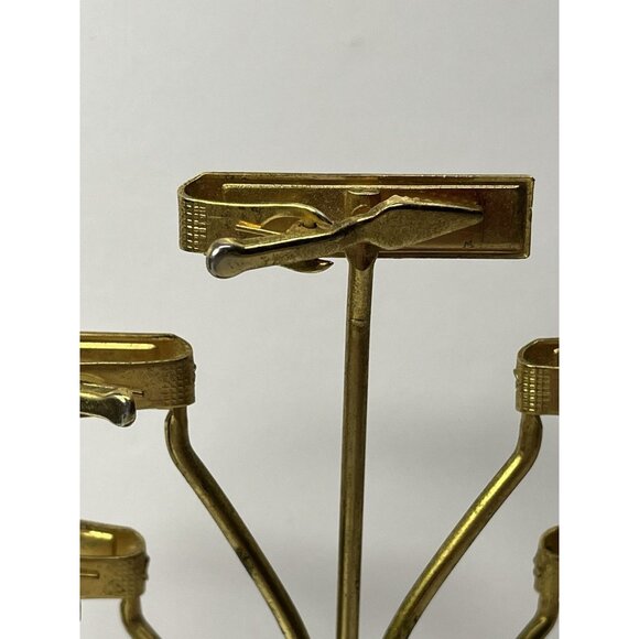 Vintage Brass Desktop Organizer Desk Memo Tree Note Clip Display MCM Marble Base - Picture 9 of 14